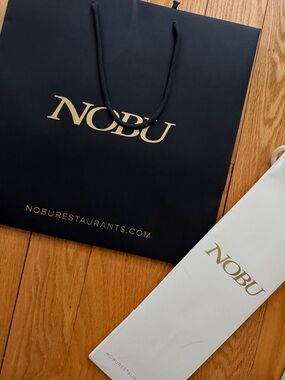 NOBU hotel restaurant Paper Bag - Black with Gold Logo two piece luxury bag set
